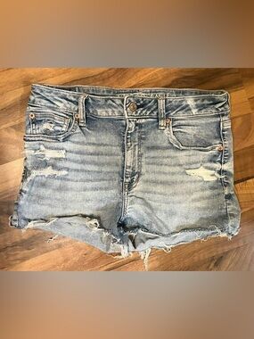 American Eagle Outfitters Distressed Light Blue Denim Jean Shorts